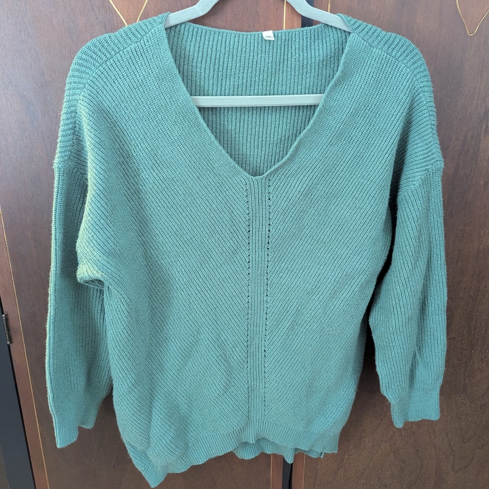 V-Neck Green Sweater